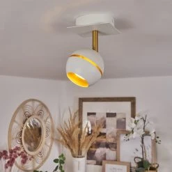 Hofstein Tome Deckenleuchte LED Messing, Weiß, 1-flammig -LED Leuchten Verkäufe 2022 tome deckenleuchte h3611722 6