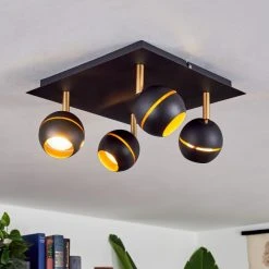 Hofstein Tome Deckenleuchte LED Messing, Schwarz, 4-flammig -LED Leuchten Verkäufe 2022 tome deckenleuchte h3611760 8