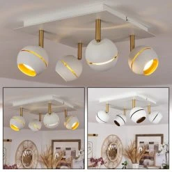 Hofstein Tome Deckenleuchte LED Messing, Weiß, 4-flammig