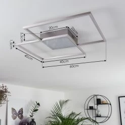 Hofstein Torresella Deckenleuchte LED Nickel-Matt, 2-flammig, Fernbedienung -LED Leuchten Verkäufe 2022 torresella deckenleuchte h3392591 3