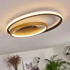 Hofstein Trapani Deckenleuchte LED Schwarz, Gold, 1-flammig, Fernbedienung, Farbwechsler -LED Leuchten Verkäufe 2022 trapani deckenleuchte h3391457 10