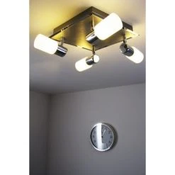 Trio Leuchten CLAPTON Deckenleuchte LED Chrom, Aluminium, Edelstahl, 4-flammig -LED Leuchten Verkäufe 2022 trio leuchten clapton deckenleuchte 821430405 do1 9