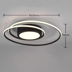 Trio Leuchten Yava Deckenleuchte LED Schwarz, 1-flammig, Fernbedienung -LED Leuchten Verkäufe 2022 trio leuchten yava deckenleuchte 672310232 3
