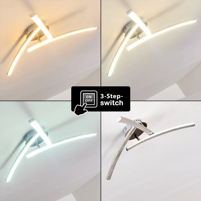 Hofstein Tusula Deckenleuchte LED Edelstahl, 3-flammig 4 Hofstein Tusula Deckenleuchte LED Edelstahl, 3-flammig – Bild 4