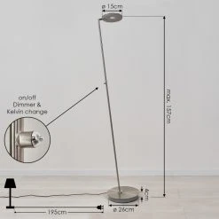 Hofstein Umag Stehleuchte LED Nickel-Matt, Chrom, 1-flammig -LED Leuchten Verkäufe 2022 umag stehleuchte h3551721 3