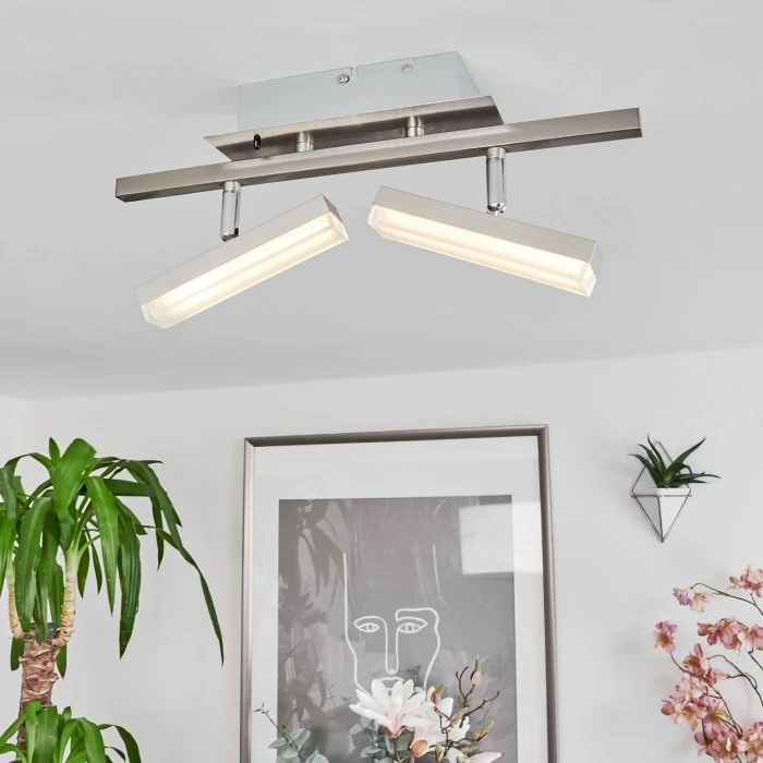 Hofstein Vehkala Deckenleuchte LED Nickel-Matt, Chrom, 2-flammig, Fernbedienung, Farbwechsler 11 Hofstein Vehkala Deckenleuchte LED Nickel-Matt, Chrom, 2-flammig, Fernbedienung, Farbwechsler – Bild 11