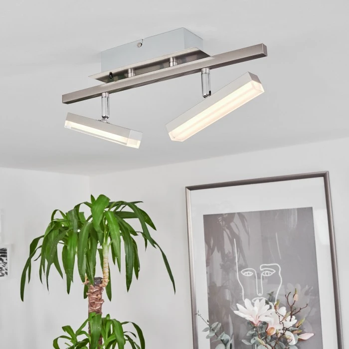 Hofstein Vehkala Deckenleuchte LED Nickel-Matt, Chrom, 2-flammig, Fernbedienung, Farbwechsler 7 Hofstein Vehkala Deckenleuchte LED Nickel-Matt, Chrom, 2-flammig, Fernbedienung, Farbwechsler – Bild 7