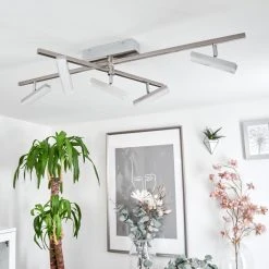 Hofstein Vehkala Deckenleuchte LED Nickel-Matt, Chrom, 5-flammig, Fernbedienung, Farbwechsler -LED Leuchten Verkäufe 2022 vehkala deckenleuchte h3580134 11