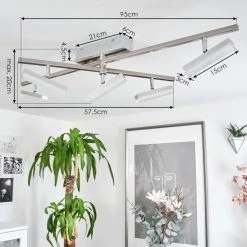 Hofstein Vehkala Deckenleuchte LED Nickel-Matt, Chrom, 5-flammig, Fernbedienung, Farbwechsler -LED Leuchten Verkäufe 2022 vehkala deckenleuchte h3580134 3