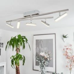 Hofstein Vehkala Deckenleuchte LED Nickel-Matt, Chrom, 5-flammig, Fernbedienung, Farbwechsler -LED Leuchten Verkäufe 2022 vehkala deckenleuchte h3580134 6