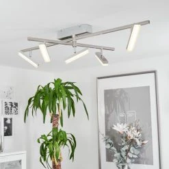 Hofstein Vehkala Deckenleuchte LED Nickel-Matt, Chrom, 5-flammig, Fernbedienung, Farbwechsler -LED Leuchten Verkäufe 2022 vehkala deckenleuchte h3580134 8