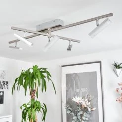 Hofstein Vehkala Deckenleuchte LED Nickel-Matt, Chrom, 5-flammig, Fernbedienung, Farbwechsler -LED Leuchten Verkäufe 2022 vehkala deckenleuchte h3580134 9