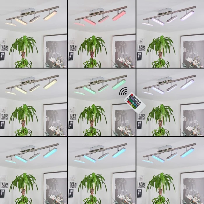 Hofstein Vehkala Deckenleuchte LED Nickel-Matt, Chrom, 4-flammig, Fernbedienung, Farbwechsler 2 Hofstein Vehkala Deckenleuchte LED Nickel-Matt, Chrom, 4-flammig, Fernbedienung, Farbwechsler – Bild 2