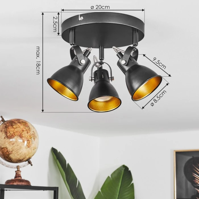 Hofstein Vestola Deckenleuchte LED Chrom, Schwarz, 3-flammig 4 Hofstein Vestola Deckenleuchte LED Chrom, Schwarz, 3-flammig – Bild 4