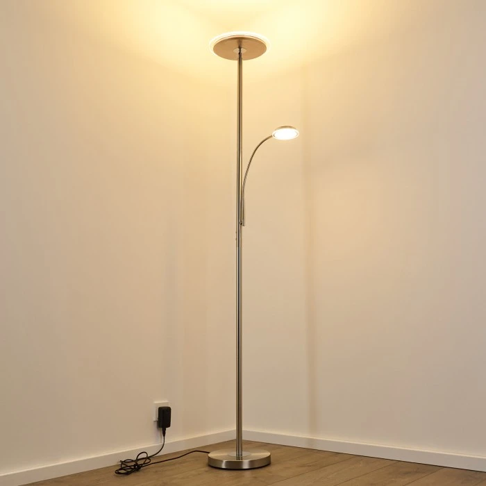 Hofstein Veteli Deckenfluter LED Nickel-Matt, Chrom, 2-flammig 5 Hofstein Veteli Deckenfluter LED Nickel-Matt, Chrom, 2-flammig – Bild 5