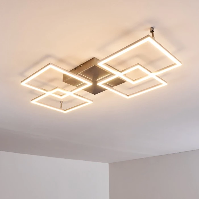 Hofstein Veyrier Deckenleuchte LED Stahl gebürstet, 4-flammig 7 Hofstein Veyrier Deckenleuchte LED Stahl gebürstet, 4-flammig – Bild 7