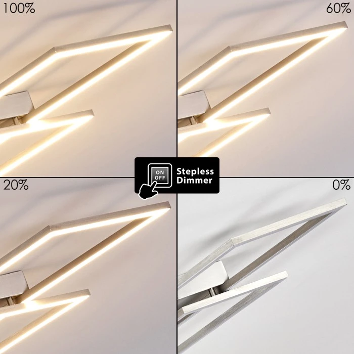 Hofstein Veyrier Deckenleuchte LED Stahl gebürstet, 2-flammig 3 Hofstein Veyrier Deckenleuchte LED Stahl gebürstet, 2-flammig – Bild 3