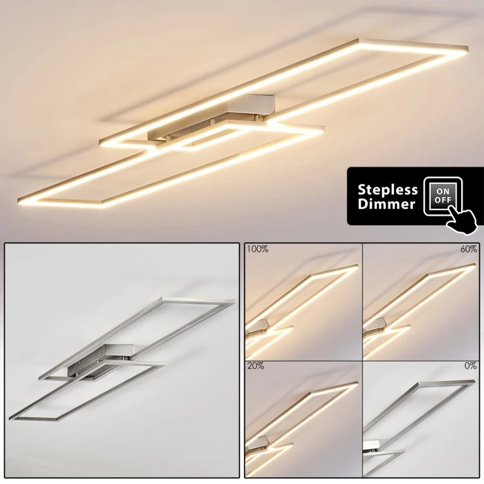 Hofstein Veyrier Deckenleuchte LED Stahl gebürstet, 2-flammig 1 Hofstein Veyrier Deckenleuchte LED Stahl gebürstet, 2-flammig