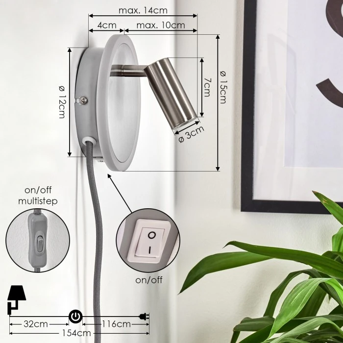 Hofstein Viata Wandleuchte LED Nickel-Matt, Grau, 2-flammig 4 Hofstein Viata Wandleuchte LED Nickel-Matt, Grau, 2-flammig – Bild 4