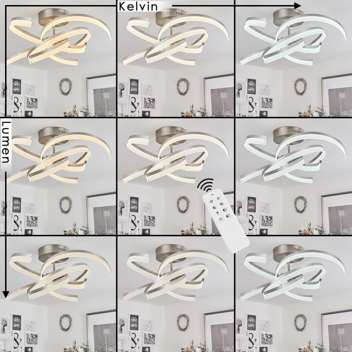 Hofstein Vignats Deckenleuchte LED Nickel-Matt, 4-flammig, Fernbedienung 2 Hofstein Vignats Deckenleuchte LED Nickel-Matt, 4-flammig, Fernbedienung – Bild 2