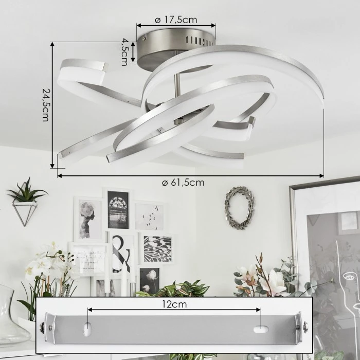 Hofstein Vignats Deckenleuchte LED Nickel-Matt, 4-flammig, Fernbedienung 4 Hofstein Vignats Deckenleuchte LED Nickel-Matt, 4-flammig, Fernbedienung – Bild 4