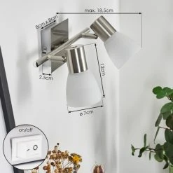 Hofstein Villaseca Wandleuchte LED Nickel-Matt, 2-flammig -LED Leuchten Verkäufe 2022 villaseca wandleuchte h3651650 3