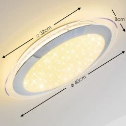 Hofstein Vittangi Deckenleuchte LED Chrom, 1-flammig, Fernbedienung, Farbwechsler -LED Leuchten Verkäufe 2022 vittangi deckenleuchte h3007181 2