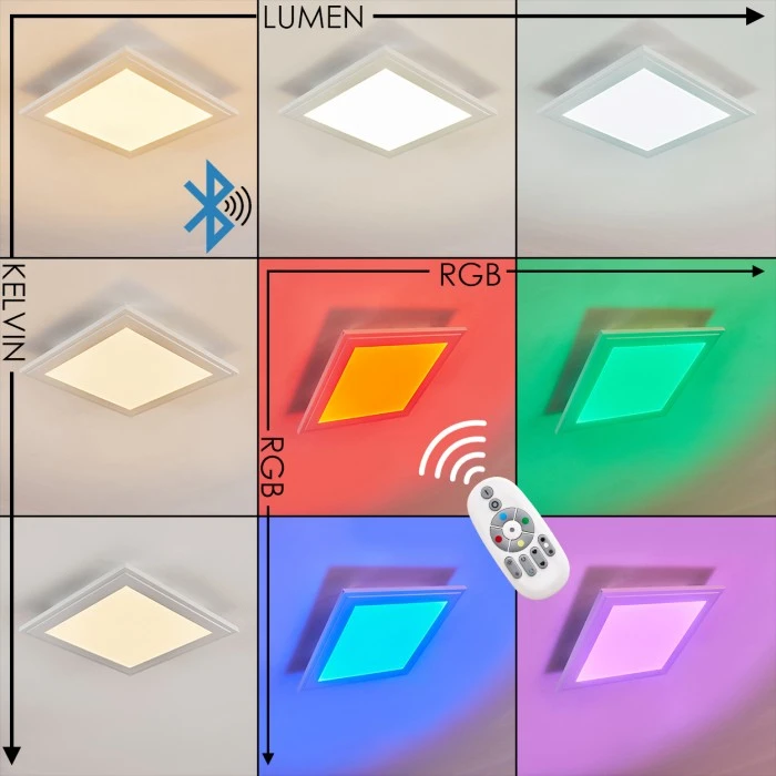 Hofstein Voisines Deckenpanel LED Weiß, 1-flammig, Fernbedienung, Farbwechsler 4 Hofstein Voisines Deckenpanel LED Weiß, 1-flammig, Fernbedienung, Farbwechsler – Bild 4
