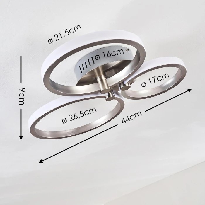 Hofstein Volonne Deckenleuchte LED Silber, 3-flammig 2 Hofstein Volonne Deckenleuchte LED Silber, 3-flammig – Bild 2