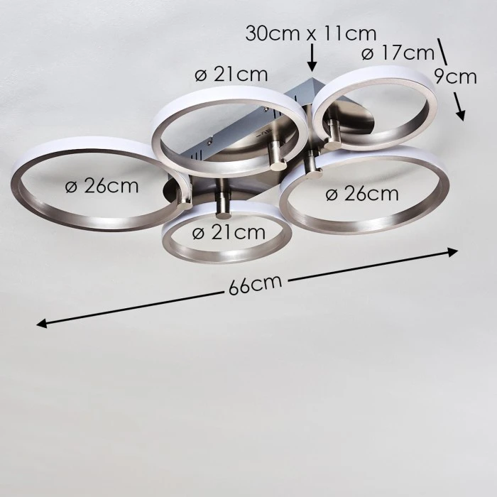 Hofstein Volonne Deckenleuchte LED Silber, 5-flammig 2 Hofstein Volonne Deckenleuchte LED Silber, 5-flammig – Bild 2