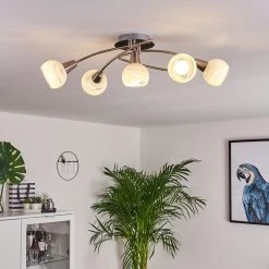 Hofstein Warga Deckenleuchte LED Nickel-Matt, 5-flammig