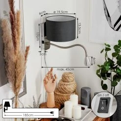 Hofstein Wiby Wandleuchte LED Nickel-Matt, 2-flammig -LED Leuchten Verkäufe 2022 wiby wandleuchte h3588390 3