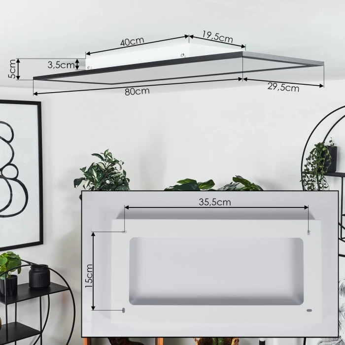 Hofstein Wilderswil Deckenpanel LED Weiß, 1-flammig 4 Hofstein Wilderswil Deckenpanel LED Weiß, 1-flammig – Bild 4