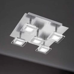 Wofi Leuchten Wofi Cholet Deckenleuchte LED Nickel-Matt, 5-flammig