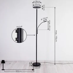 Hofstein Wonsbek Deckenfluter LED Schwarz, 2-flammig -LED Leuchten Verkäufe 2022 wonsbek deckenfluter h3426128 3