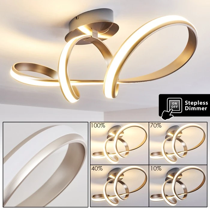 Hofstein Woyens Deckenleuchte LED Stahl gebürstet, 1-flammig 1 Hofstein Woyens Deckenleuchte LED Stahl gebürstet, 1-flammig