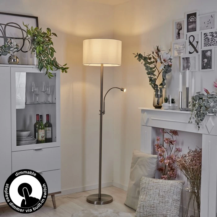 Hofstein Yuruyacu Stehleuchte LED Nickel-Matt, 2-flammig 1 Hofstein Yuruyacu Stehleuchte LED Nickel-Matt, 2-flammig