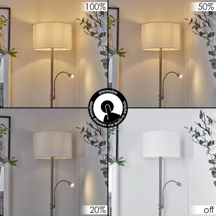 Hofstein Yuruyacu Stehleuchte LED Nickel-Matt, 2-flammig 2 Hofstein Yuruyacu Stehleuchte LED Nickel-Matt, 2-flammig – Bild 2