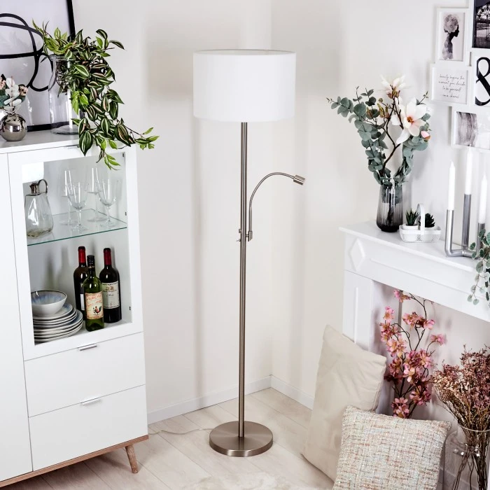 Hofstein Yuruyacu Stehleuchte LED Nickel-Matt, 2-flammig 10 Hofstein Yuruyacu Stehleuchte LED Nickel-Matt, 2-flammig – Bild 10