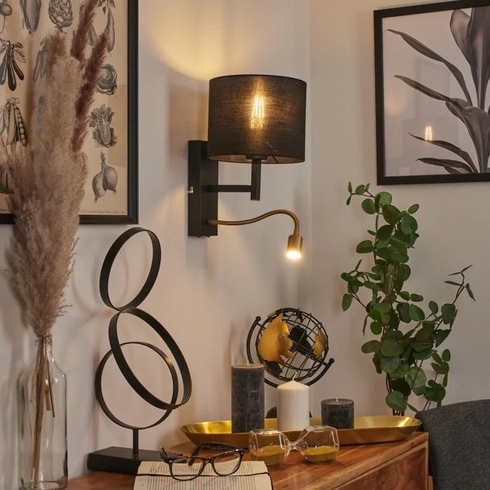 Hofstein Yuruyacu Wandleuchte LED Messing, Schwarz, 2-flammig 11 Hofstein Yuruyacu Wandleuchte LED Messing, Schwarz, 2-flammig – Bild 11