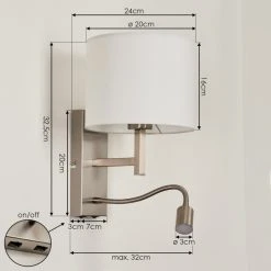 Hofstein Yuruyacu Wandleuchte LED Nickel-Matt, 2-flammig -LED Leuchten Verkäufe 2022 yuruyacu wandleuchte h3575628 3